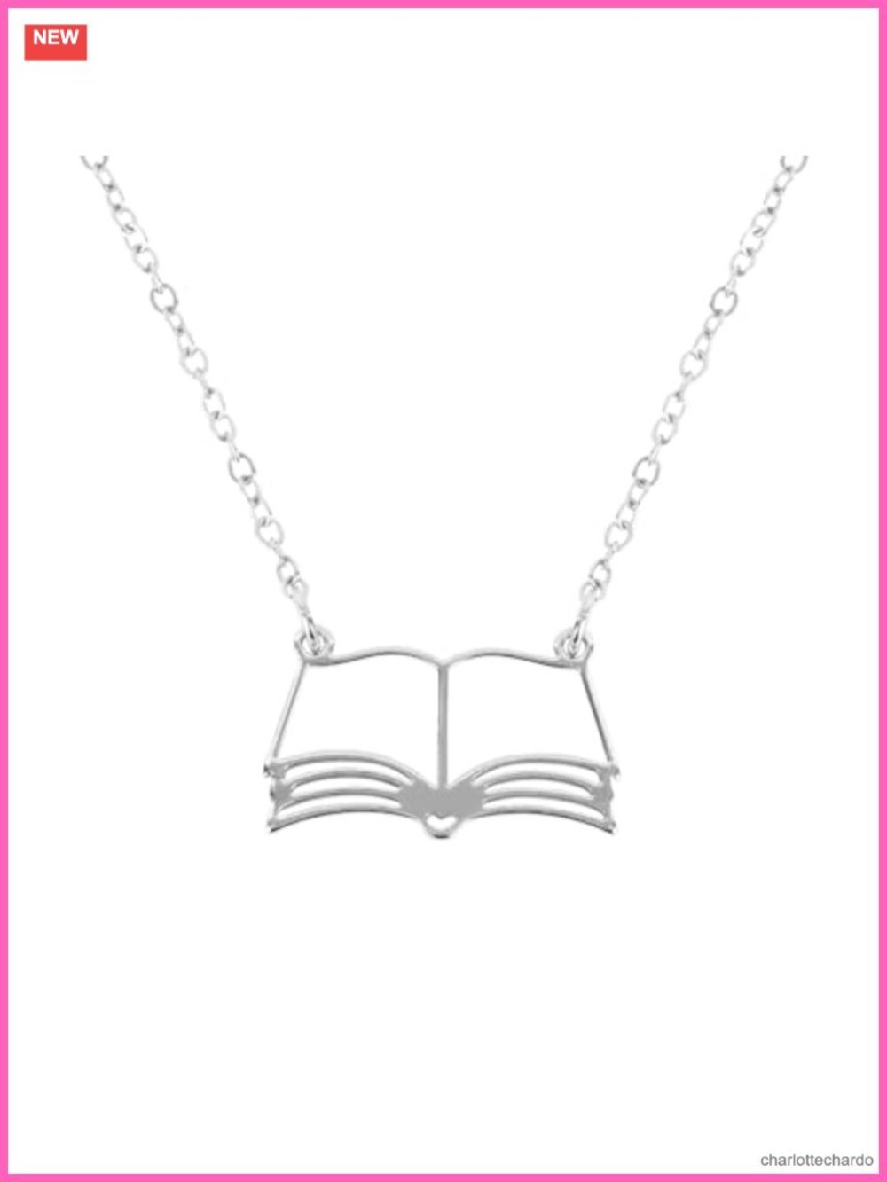 Book Lover Necklace Open Book Pendant Bookworm Librarian Teacher Gift